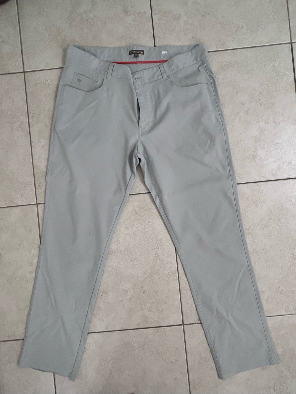 Peter Millar Light Gray Golf Pants with Orange Trim 38/34